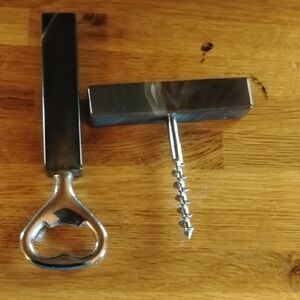 Stainless Steel Bottle Opener and Corkscrew Set